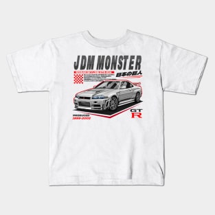 NISSAN SKYLINE GTR-R34 (WHITE) Kids T-Shirt